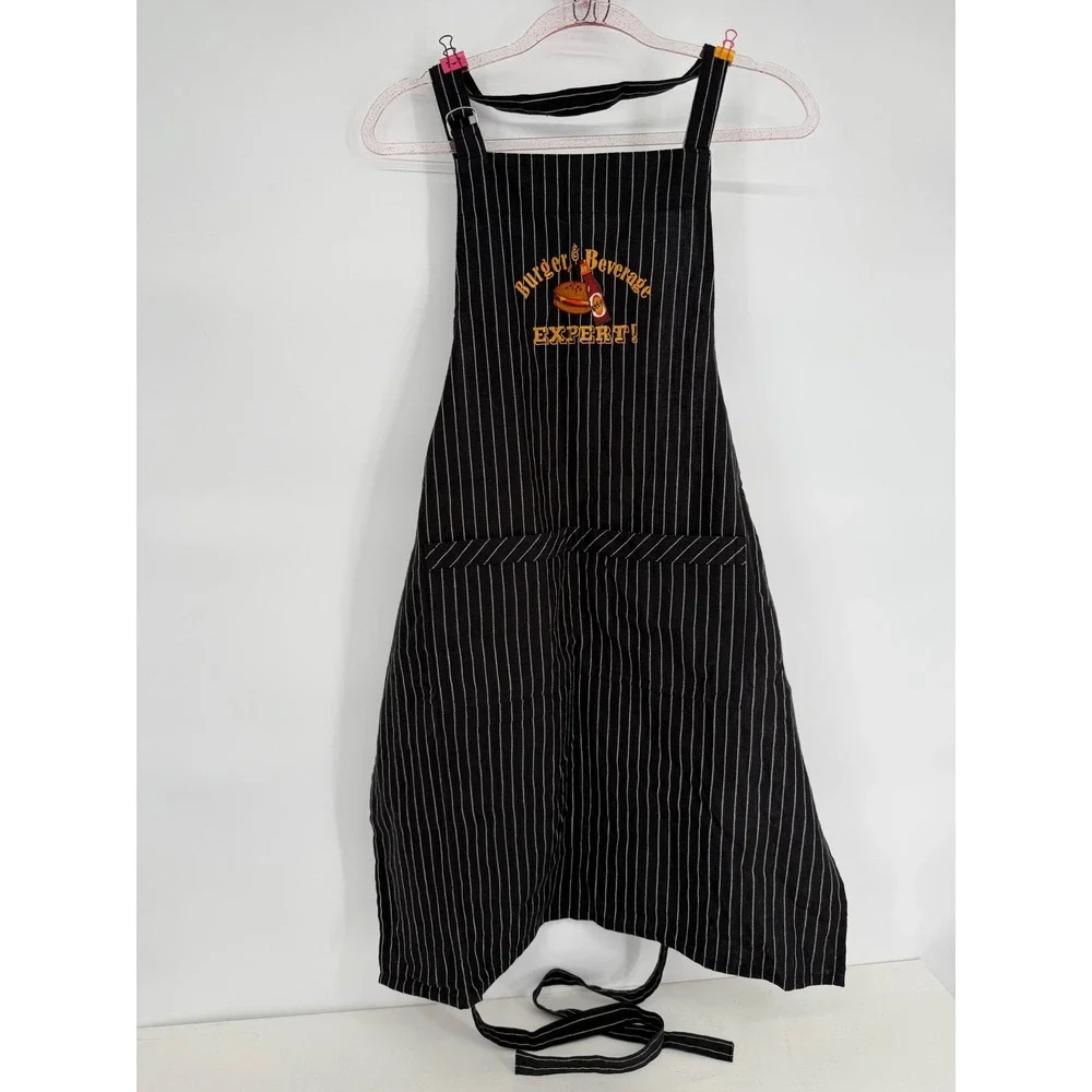Burger Beverage Expert Black Pinstripe Chef‎ Apron Kitchen Kay Dee Designs